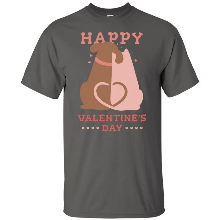 Happy Valentines Day Dog Tail Heart Tall T-Shirt