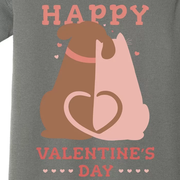 Happy Valentines Day Dog Tail Heart Baby Bodysuit