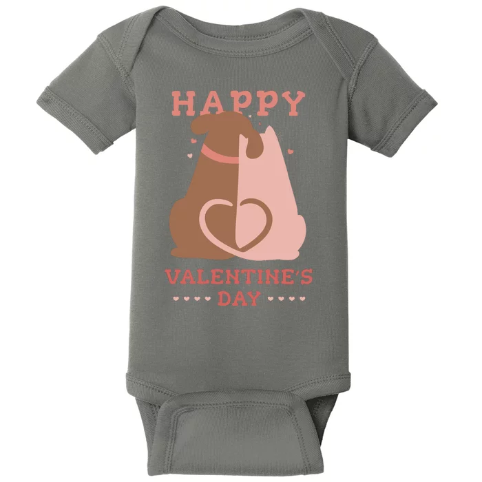 Happy Valentines Day Dog Tail Heart Baby Bodysuit