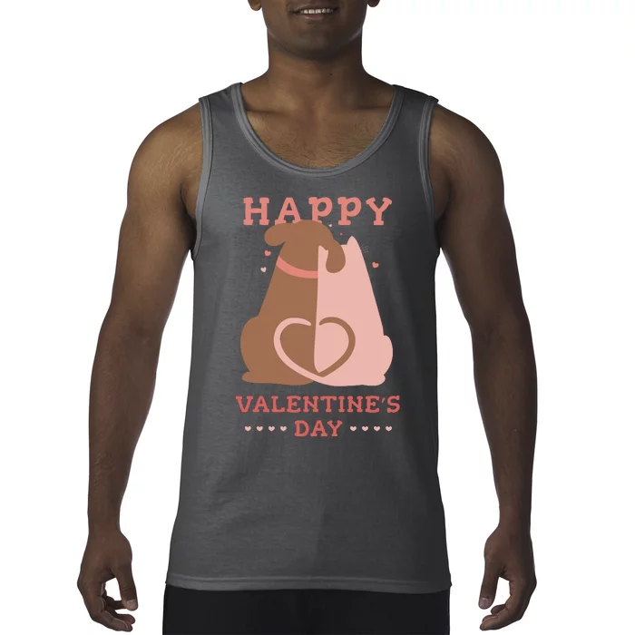 Happy Valentines Day Dog Tail Heart Tank Top