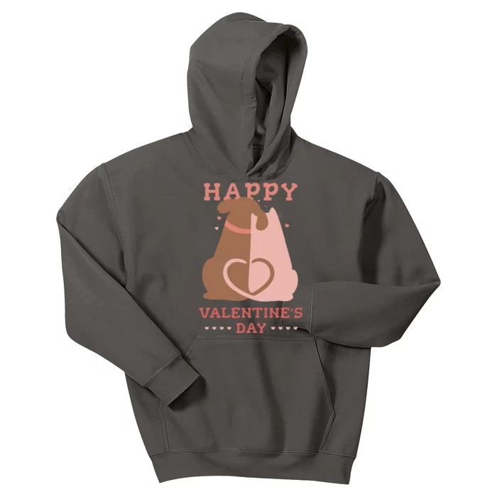 Happy Valentines Day Dog Tail Heart Kids Hoodie