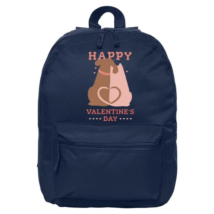 Happy Valentines Day Dog Tail Heart 16 in Basic Backpack