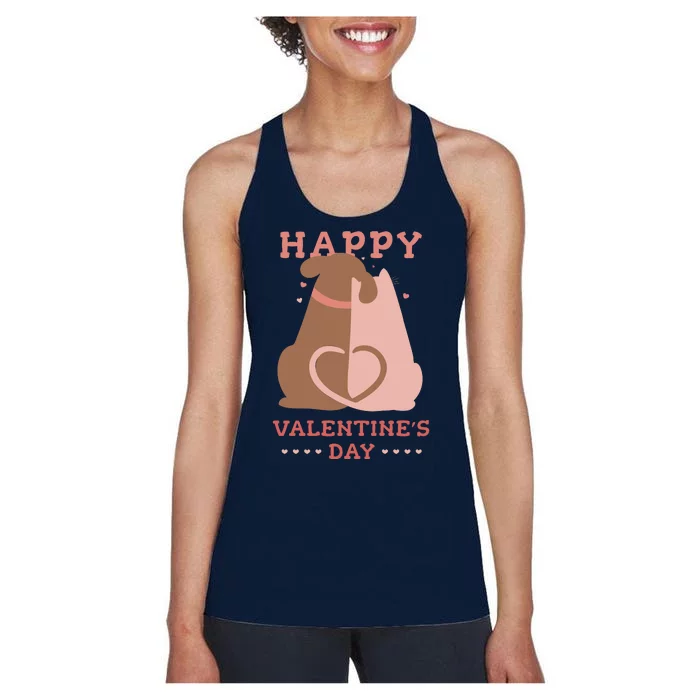 Happy Valentines Day Dog Tail Heart Women's Racerback Tank