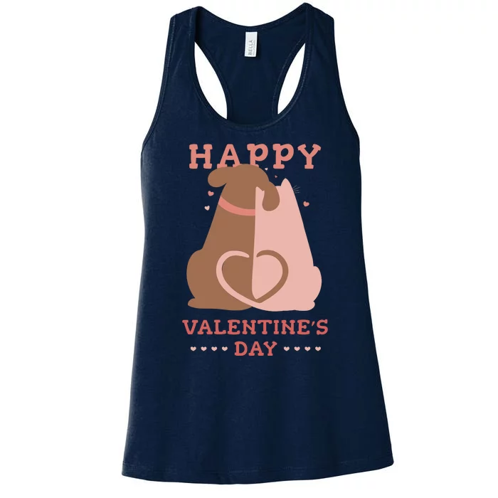 Happy Valentines Day Dog Tail Heart Women's Racerback Tank