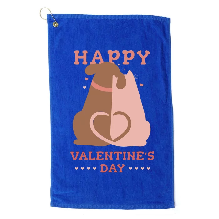 Happy Valentines Day Dog Tail Heart Platinum Collection Golf Towel