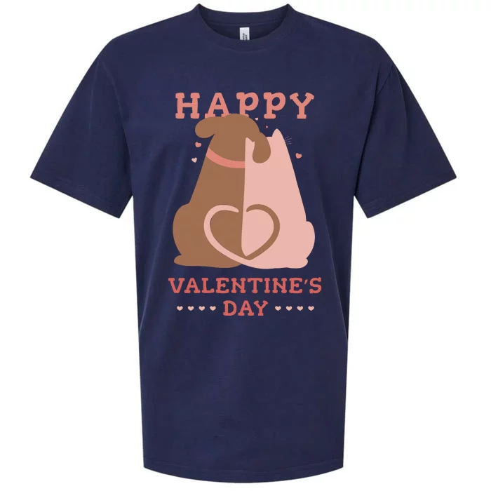 Happy Valentines Day Dog Tail Heart Sueded Cloud Jersey T-Shirt