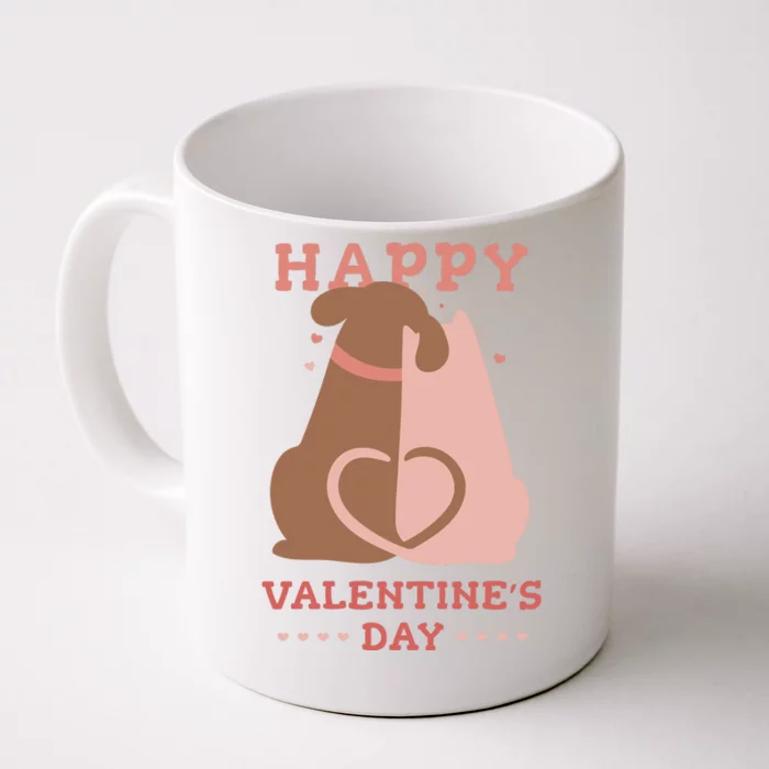 Happy Valentines Day Dog Tail Heart Front & Back Coffee Mug