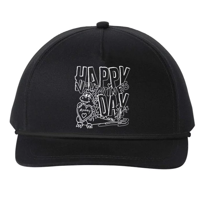 Happy Valentine's Day Mommy Dinosaur Love Gift Line Drawing Funny Gift Snapback Five-Panel Rope Hat