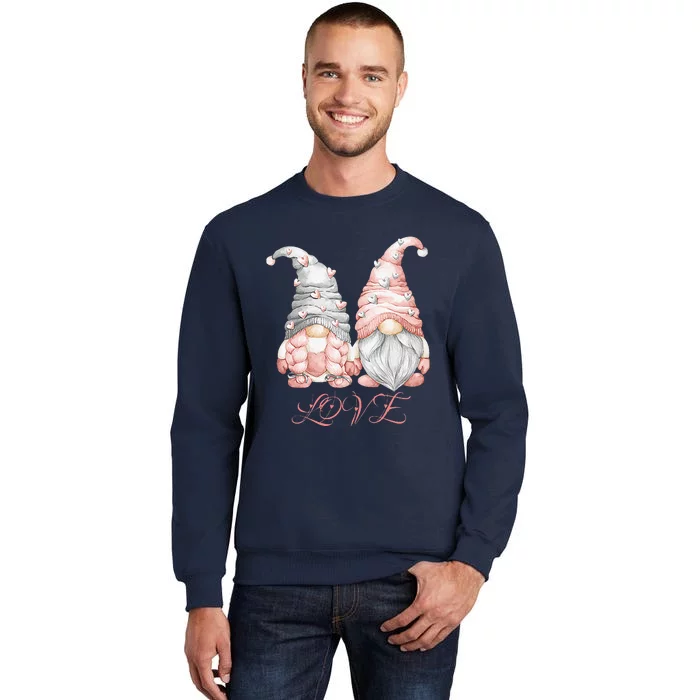 Happy Valentines Day Couple Gnome Pink Hearts Garden Gnomes Sweatshirt