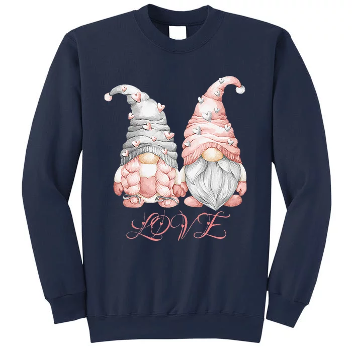 Happy Valentines Day Couple Gnome Pink Hearts Garden Gnomes Sweatshirt