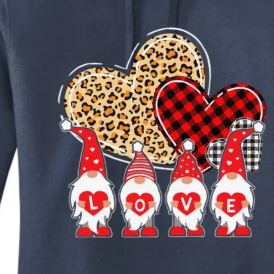 Happy Valentines Day Cute Gnomes Leopard Plaid Hearts Love Women's Pullover Hoodie