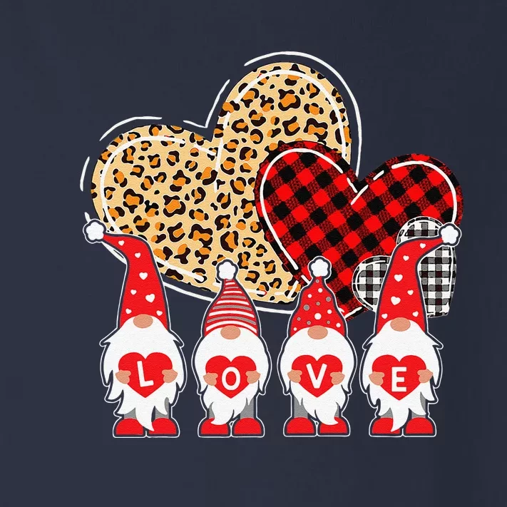 Happy Valentines Day Cute Gnomes Leopard Plaid Hearts Love Toddler Long Sleeve Shirt