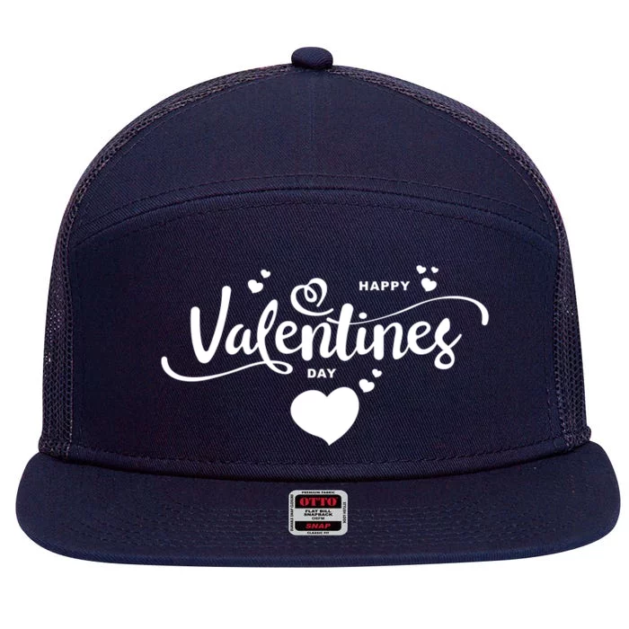 Happy Valentines Day Cute Romantic 7 Panel Mesh Trucker Snapback Hat