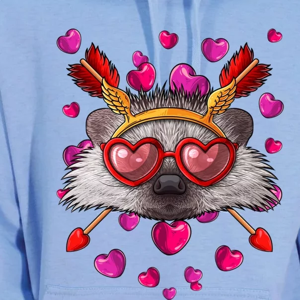 Hedgehog Valentines Day Animal Face Heart Glass Love Arrows Gift Unisex Surf Hoodie