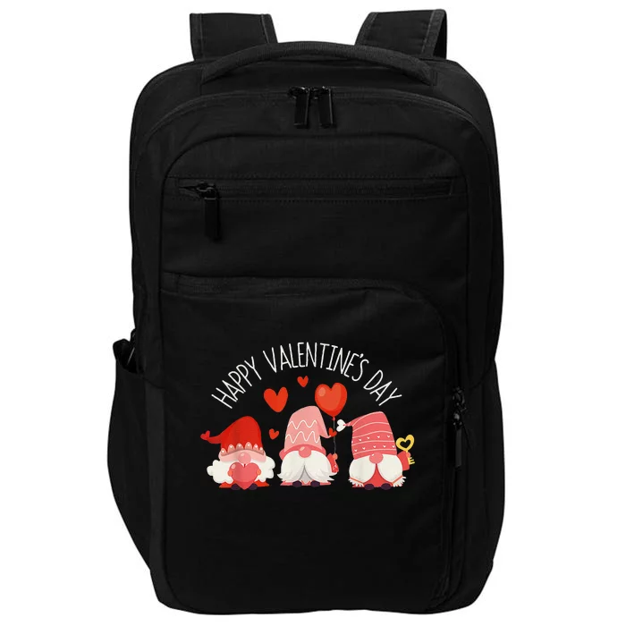 Happy Valentines Day Cute Three Gnomes Hearts Couple Gifts Impact Tech Backpack