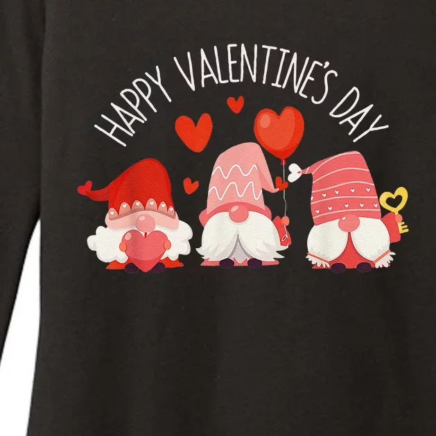 Happy Valentines Day Cute Three Gnomes Hearts Couple Gifts Womens CVC Long Sleeve Shirt