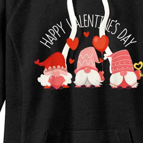 Happy Valentines Day Cute Three Gnomes Hearts Couple Gifts Women's Fleece Hoodie