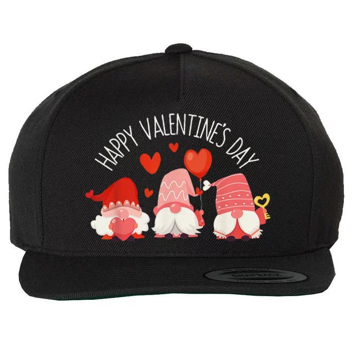 Happy Valentines Day Cute Three Gnomes Hearts Couple Gifts Wool Snapback Cap