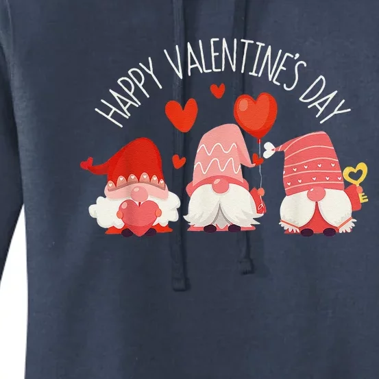 Happy Valentines Day Cute Three Gnomes Hearts Couple Gifts Women's Pullover Hoodie