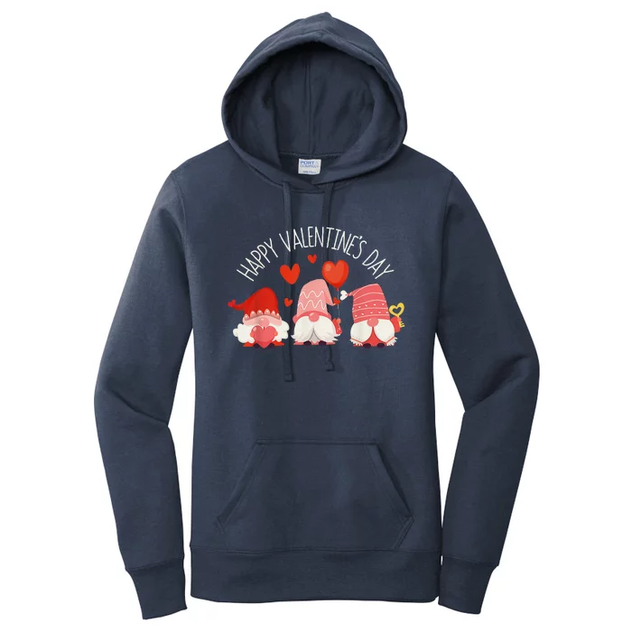 Happy Valentines Day Cute Three Gnomes Hearts Couple Gifts Women's Pullover Hoodie