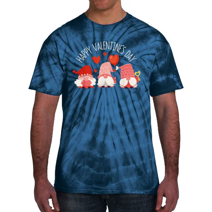 Happy Valentines Day Cute Three Gnomes Hearts Couple Gifts Tie-Dye T-Shirt