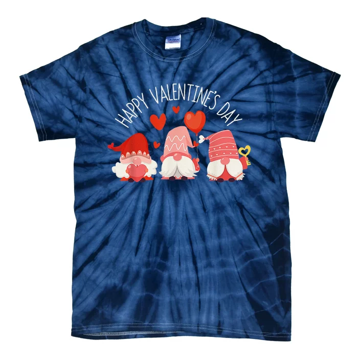 Happy Valentines Day Cute Three Gnomes Hearts Couple Gifts Tie-Dye T-Shirt