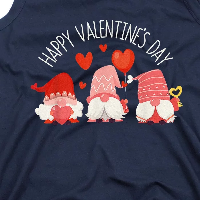 Happy Valentines Day Cute Three Gnomes Hearts Couple Gifts Tank Top