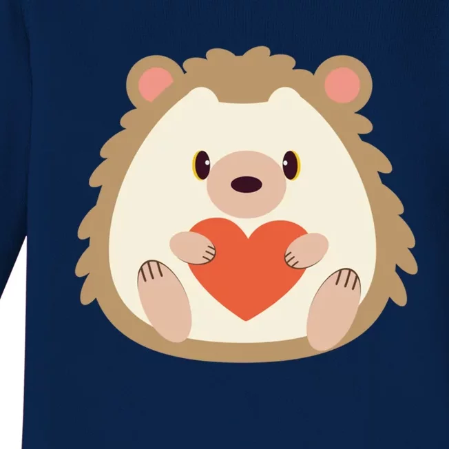 Hedgehog Valentines Day Heart Animals Lover Gift Baby Long Sleeve Bodysuit