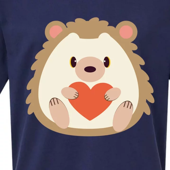 Hedgehog Valentines Day Heart Animals Lover Gift Sueded Cloud Jersey T-Shirt