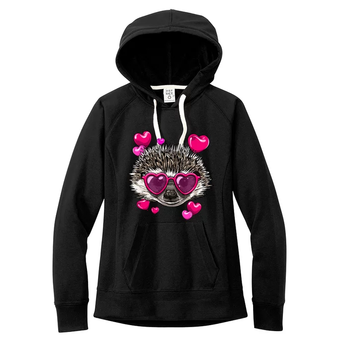 Hedgehog Valentines Day Heart Love Couples Hedgehog Lover Cool Gift Women's Fleece Hoodie