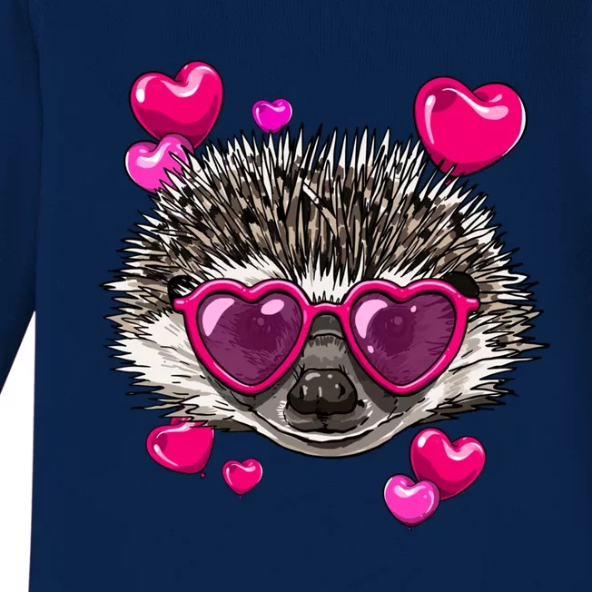 Hedgehog Valentines Day Heart Love Couples Hedgehog Lover Cool Gift Baby Long Sleeve Bodysuit