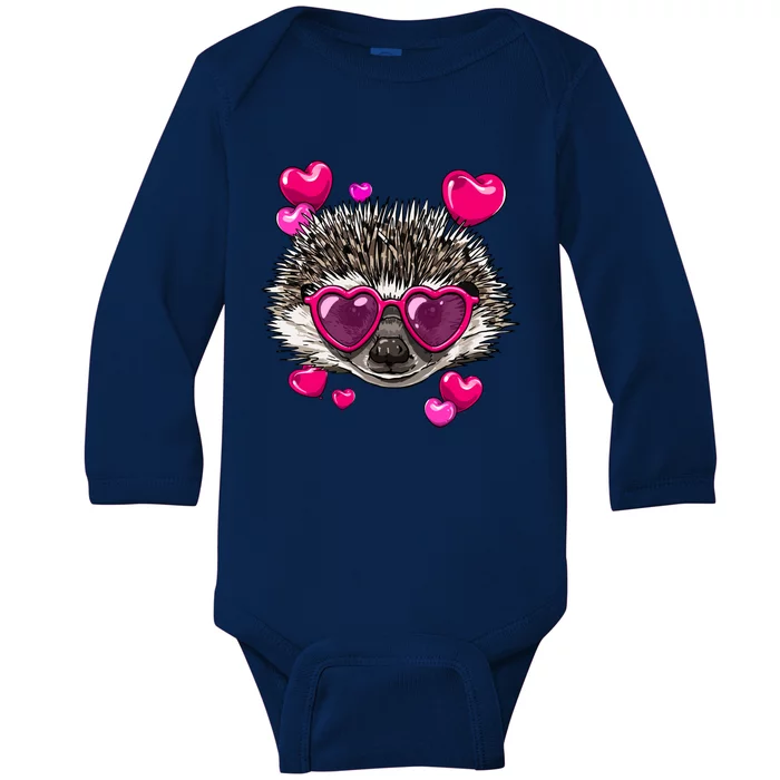 Hedgehog Valentines Day Heart Love Couples Hedgehog Lover Cool Gift Baby Long Sleeve Bodysuit