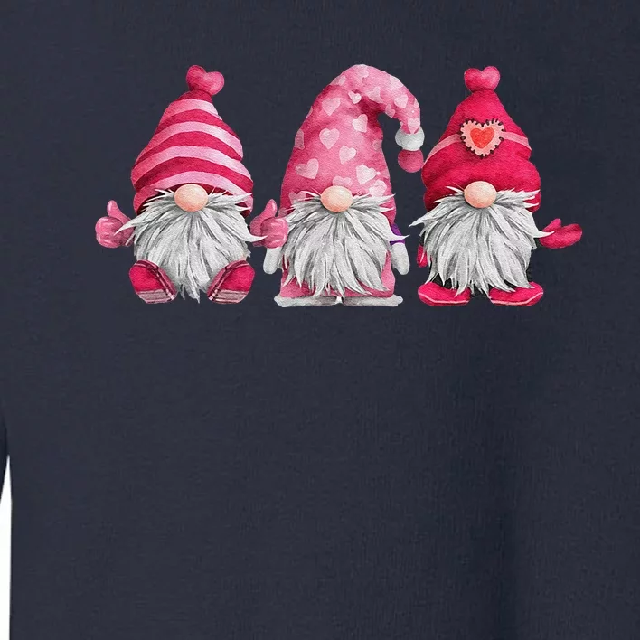 Happy Valentines Day Tomte Three Pink Hearts Garden Gnomes Day Cute Toddler Sweatshirt