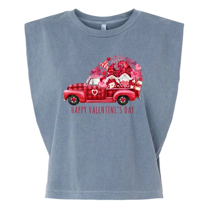 Happy Valentines Day Gnome Vintage Truck Garment-Dyed Women's Muscle Tee