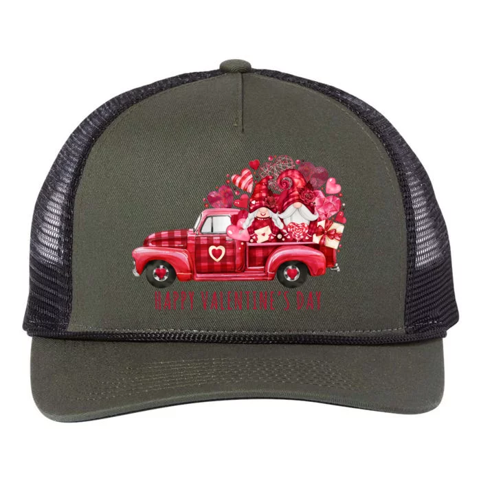 Happy Valentines Day Gnome Vintage Truck Retro Rope Trucker Hat Cap