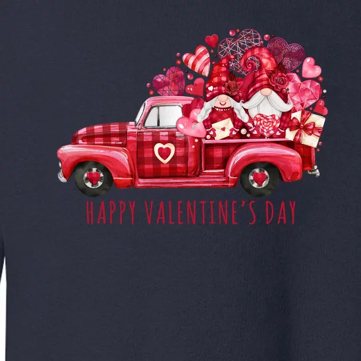 Happy Valentines Day Gnome Vintage Truck Toddler Sweatshirt