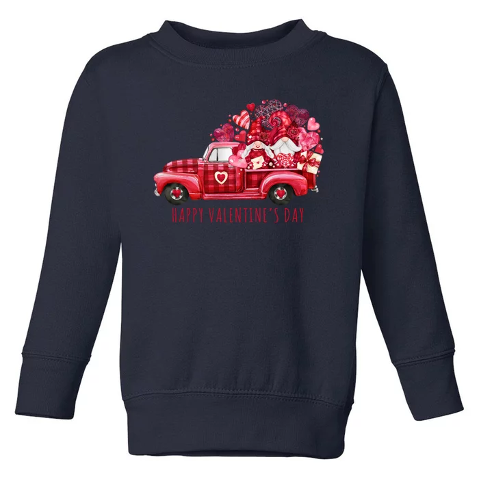 Happy Valentines Day Gnome Vintage Truck Toddler Sweatshirt