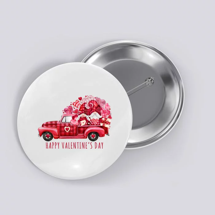 Happy Valentines Day Gnome Vintage Truck Button