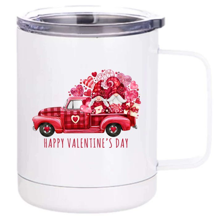 Happy Valentines Day Gnome Vintage Truck Front & Back 12oz Stainless Steel Tumbler Cup