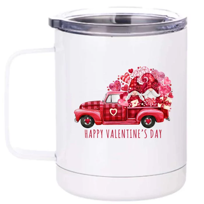 Happy Valentines Day Gnome Vintage Truck Front & Back 12oz Stainless Steel Tumbler Cup