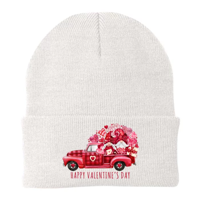 Happy Valentines Day Gnome Vintage Truck Knit Cap Winter Beanie