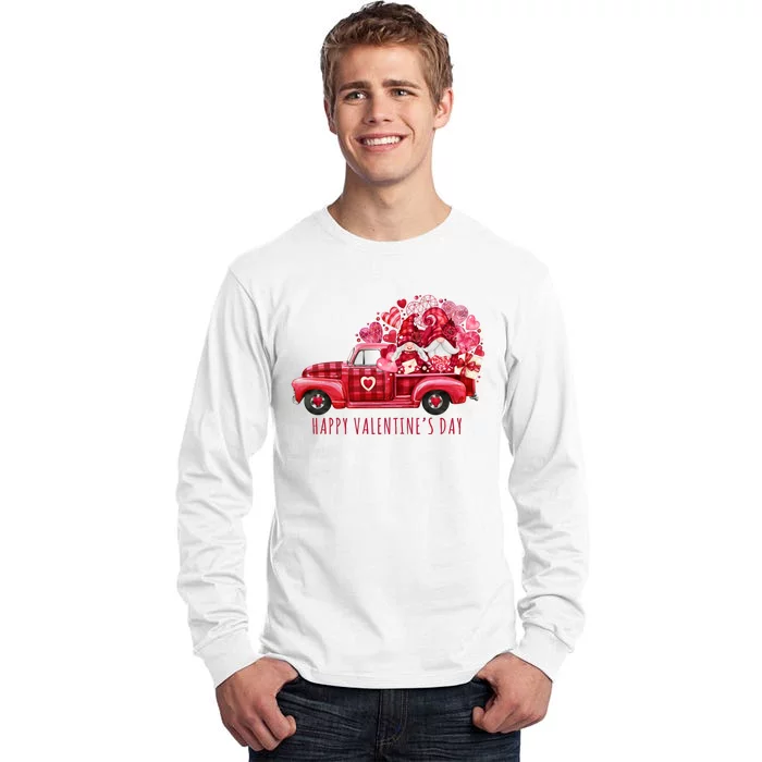 Happy Valentines Day Gnome Vintage Truck Tall Long Sleeve T-Shirt