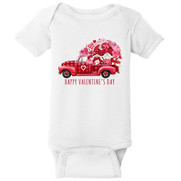 Happy Valentines Day Gnome Vintage Truck Baby Bodysuit