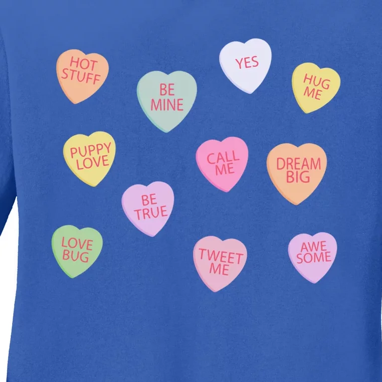 Happy Valentines Day Candy Conversation Hearts Great Gift Great Gift Ladies Long Sleeve Shirt