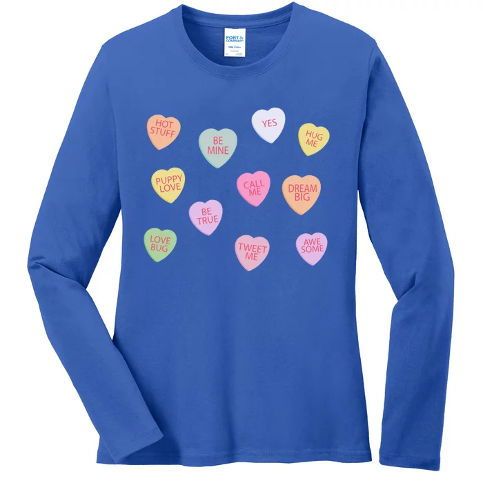 Happy Valentines Day Candy Conversation Hearts Great Gift Great Gift Ladies Long Sleeve Shirt