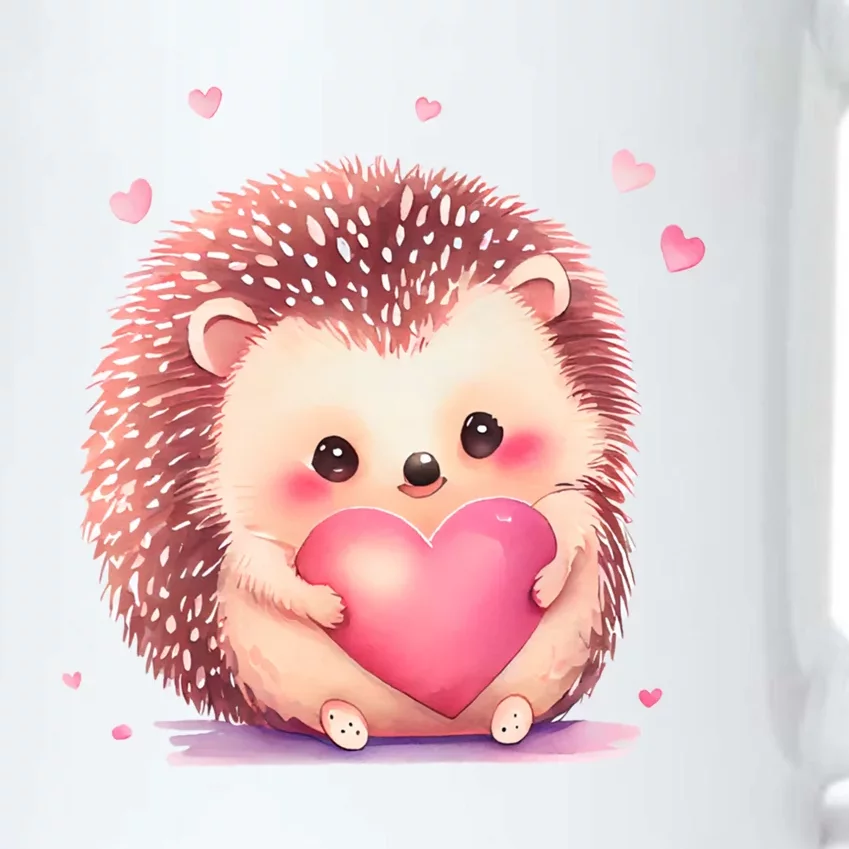 Hedgehog Valentine's Day Gift Black Color Changing Mug