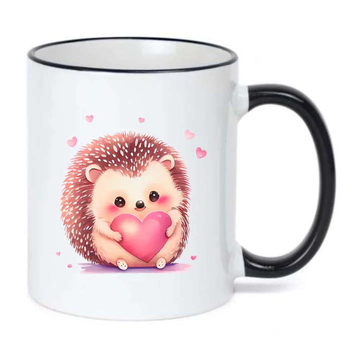 Hedgehog Valentine's Day Gift Black Color Changing Mug