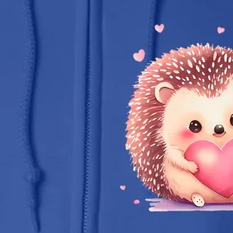 Hedgehog Valentine's Day Gift Full Zip Hoodie