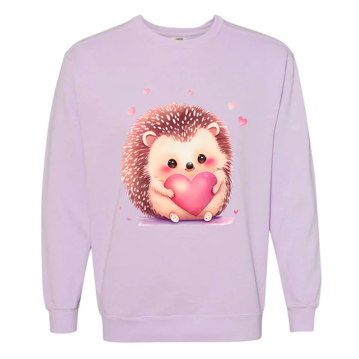 Hedgehog Valentine's Day Gift Garment-Dyed Sweatshirt