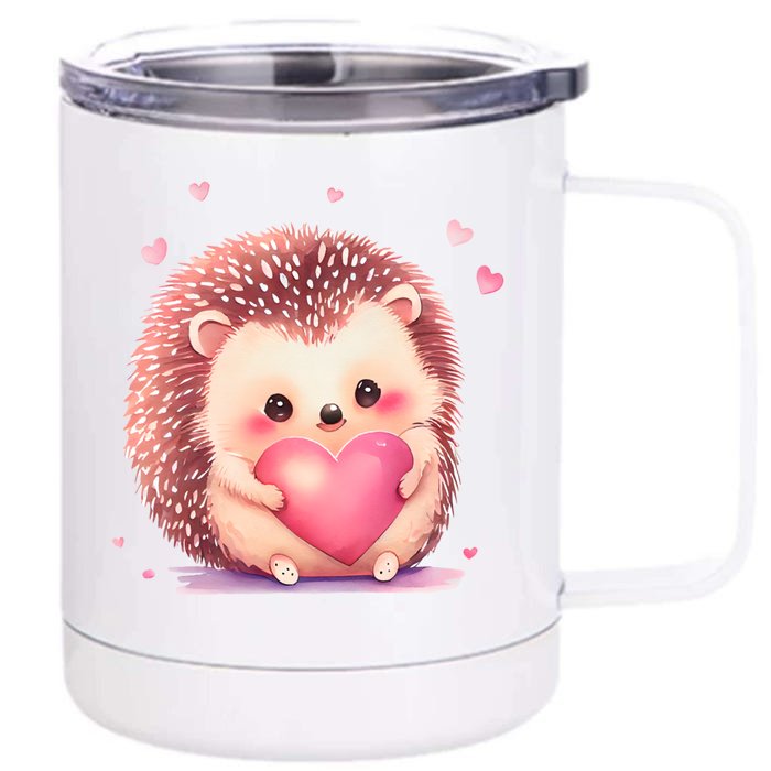 Hedgehog Valentine's Day Gift Front & Back 12oz Stainless Steel Tumbler Cup